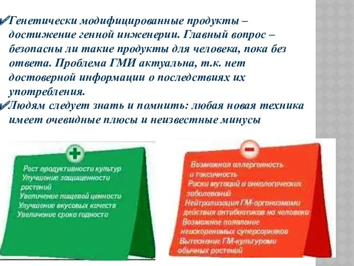 Генетически модифицированные продукты – достижение генной инженерии. Главный вопрос –