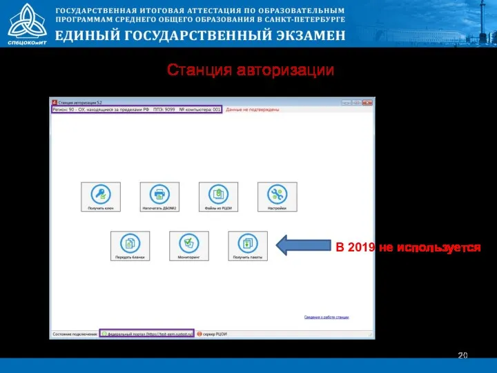 Станция авторизации В 2019 не используется