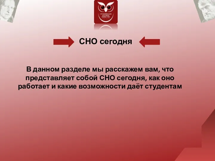 СНО сегодня В данном разделе мы расскажем вам, что представляет собой СНО сегодня,