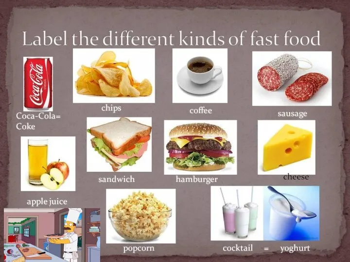 Label different kinds of fast food