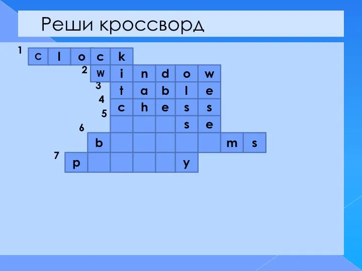 Реши кроссворд 1 2 3 4 5 6 7 С