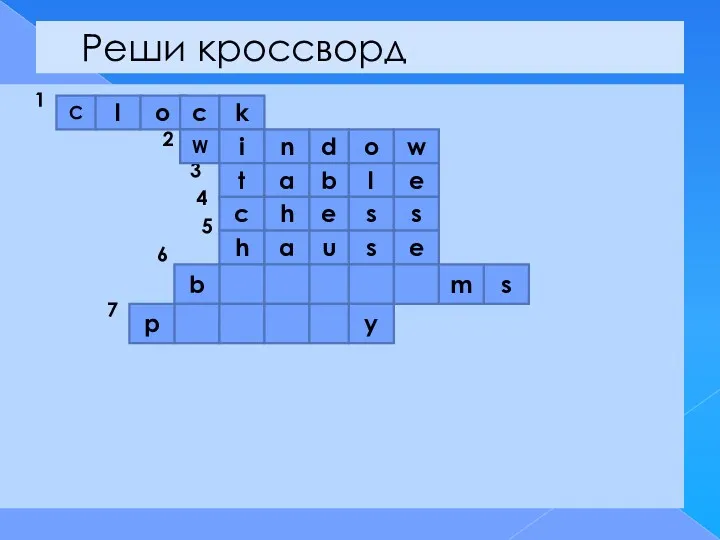 Реши кроссворд 1 2 3 4 5 6 7 С