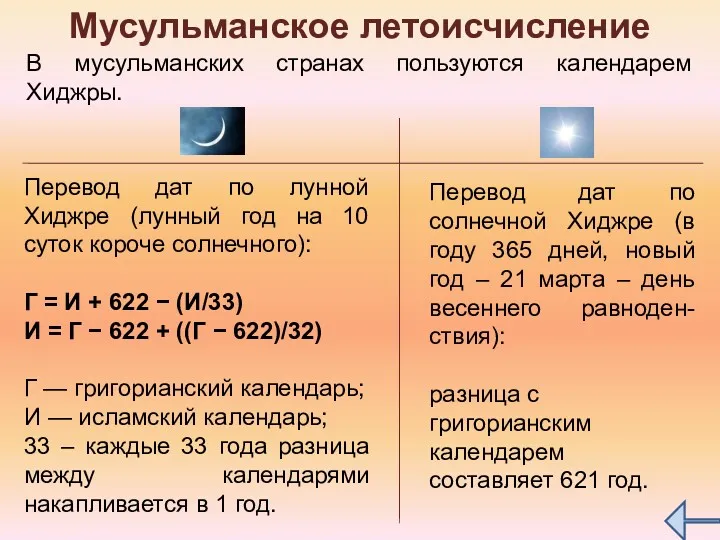 Мусульманское летоисчисление В мусульманских странах пользуются календарем Хиджры. Перевод дат