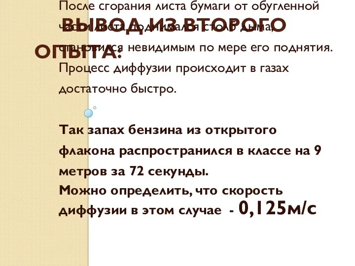 ВЫВОД ИЗ ВТОРОГО ОПЫТА: После сгорания листа бумаги от обугленной