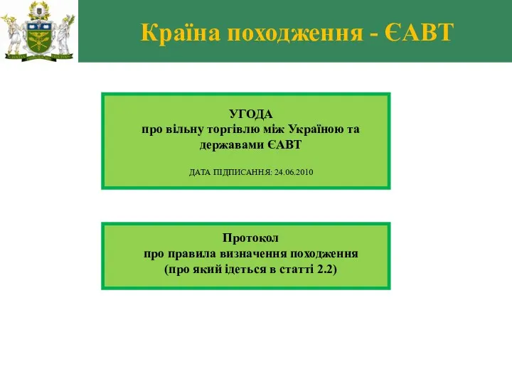 Країна походження - ЄАВТ Протокол про правила визначення походження (про