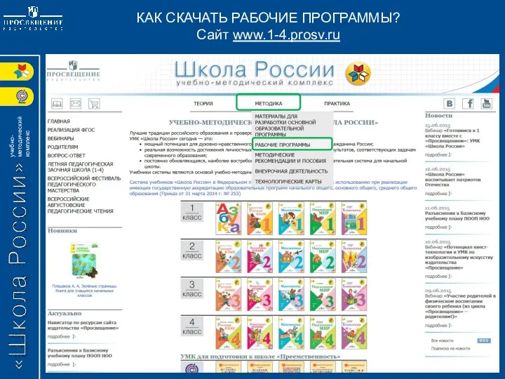 КАК СКАЧАТЬ РАБОЧИЕ ПРОГРАММЫ? Сайт www.1-4.prosv.ru