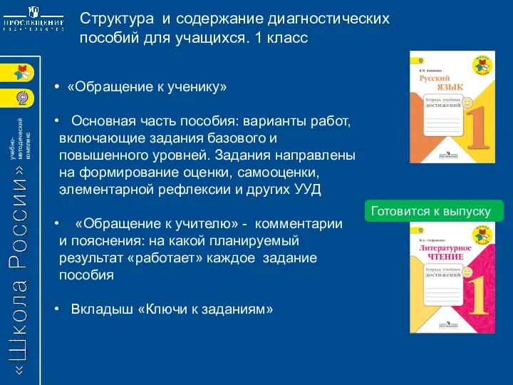 Структура и содержание диагностических пособий для учащихся. 1 класс «Обращение