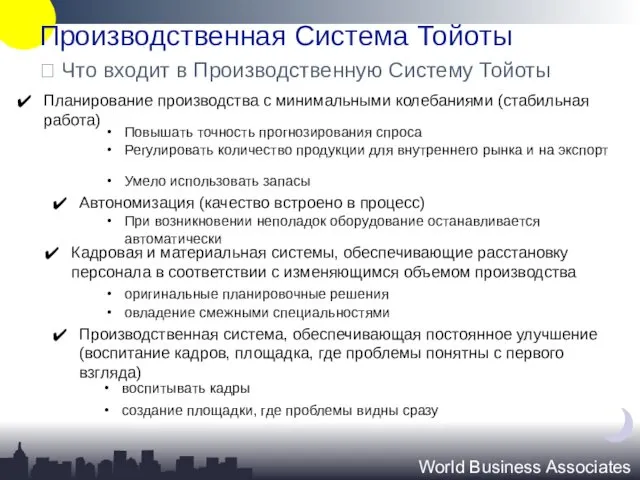 Производственная Система Тойоты World Business Associates Планирование производства с минимальными колебаниями (стабильная работа)