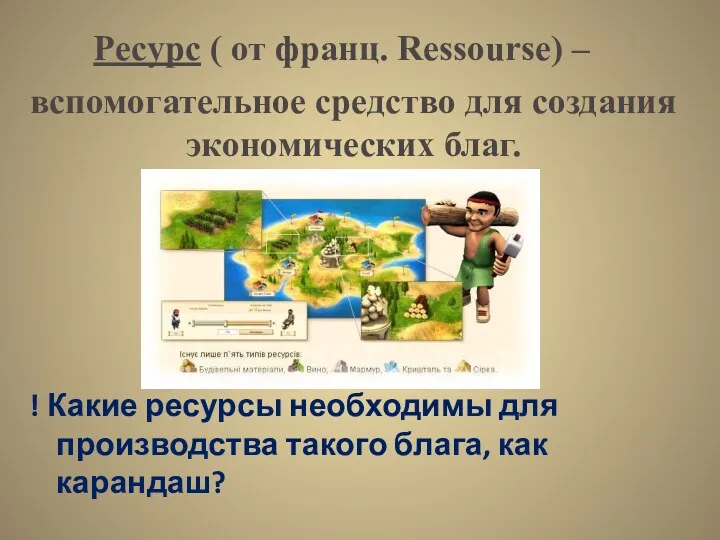 Ресурс ( от франц. Ressourse) – ! Какие ресурсы необходимы