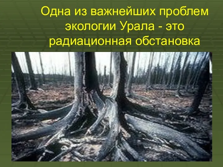 Одна из важнейших проблем экологии Урала - это радиационная обстановка