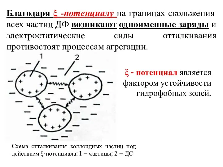 Благодаря ξ -потенциалу на границах скольжения всех частиц ДФ возникают