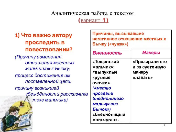 Аналитическая работа с текстом (вариант 1) 1) Что важно автору