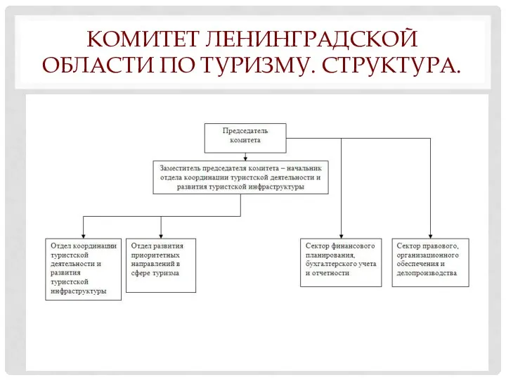 КОМИТЕТ ЛЕНИНГРАДСКОЙ ОБЛАСТИ ПО ТУРИЗМУ. СТРУКТУРА.