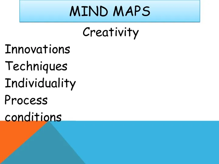 MIND MAPS Creativity Innovations Techniques Individuality Process conditions