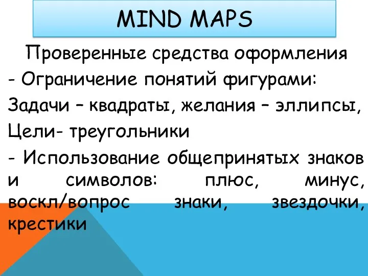 MIND MAPS Проверенные средства оформления - Ограничение понятий фигурами: Задачи