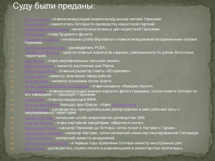 Герман Геринг -главнокомандующий военно-воздушными силами Германии Рудольф Гесс - заместитель