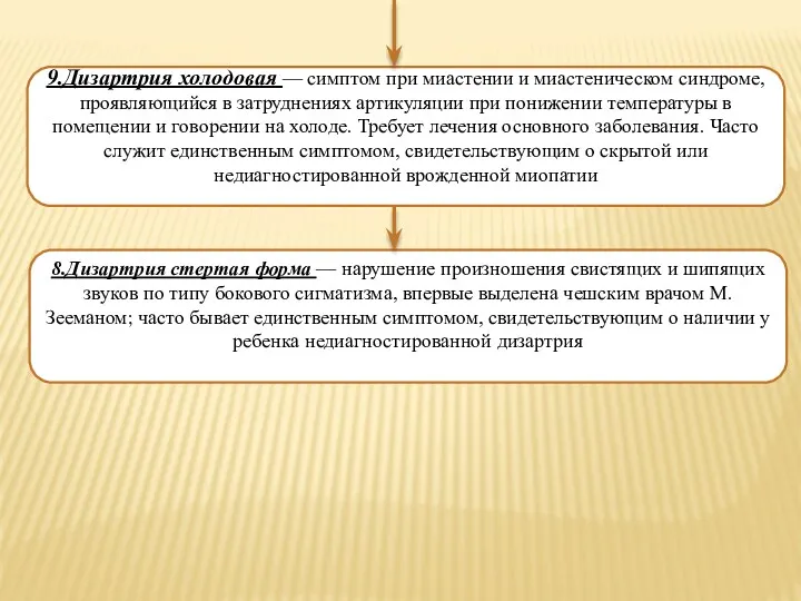 9.Дизартрия холодовая — симптом при миастении и миастеническом синдроме, проявляющийся