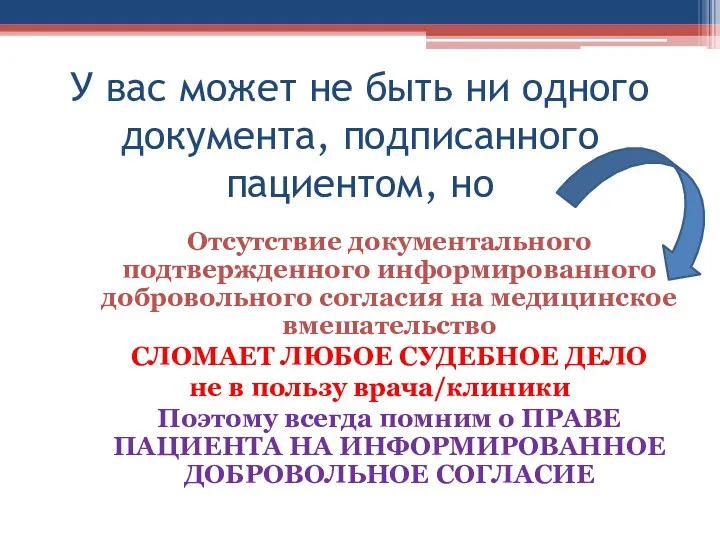 У вас может не быть ни одного документа, подписанного пациентом,