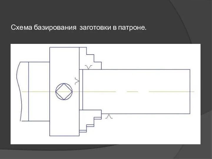 Схема базирования заготовки в патроне.