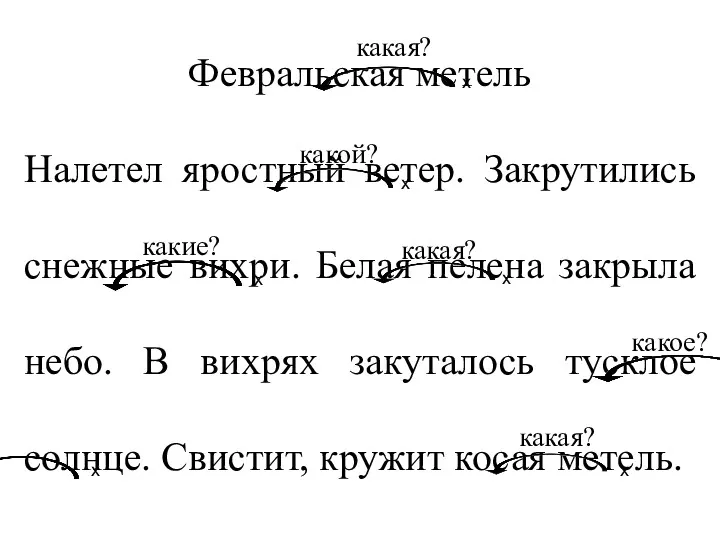 Февральская метель Налетел яростный ветер. Закрутились снежные вихри. Белая пелена