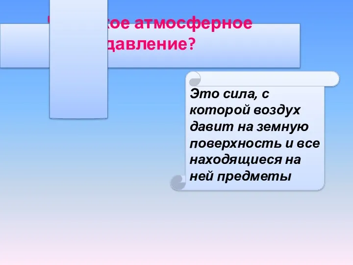 Что такое атмосферное давление? Это сила, с которой воздух давит