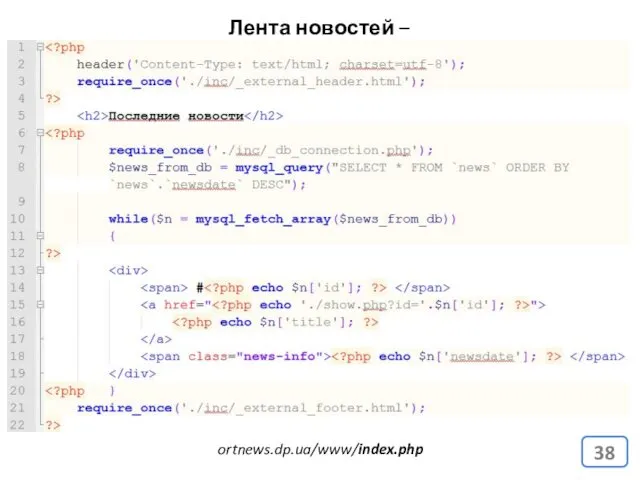 Лента новостей – файлы. ortnews.dp.ua/www/index.php