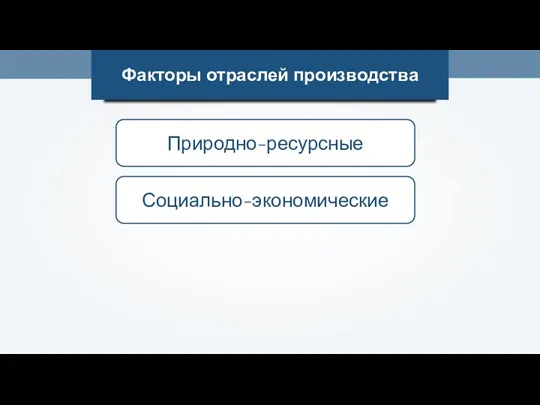 Факторы отраслей производства Природно-ресурсные Социально-экономические