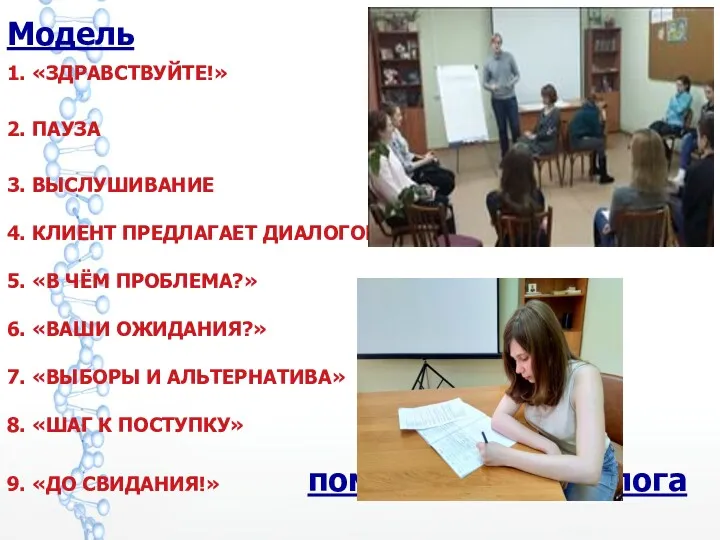 Модель 1. «ЗДРАВСТВУЙТЕ!» 2. ПАУЗА 3. ВЫСЛУШИВАНИЕ 4. КЛИЕНТ ПРЕДЛАГАЕТ