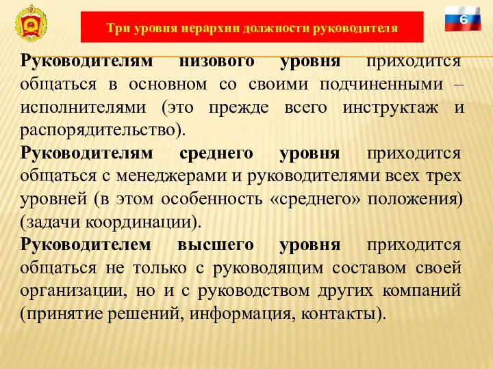 Руководителям низового уровня приходится общаться в основном со своими подчиненными