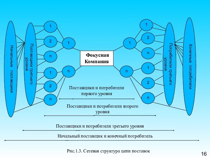 16 Поставщики и потребители первого уровня Фокусная Компания 1 2