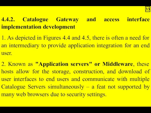 4.4.2. Catalogue Gateway and access interface implementation development 1. As