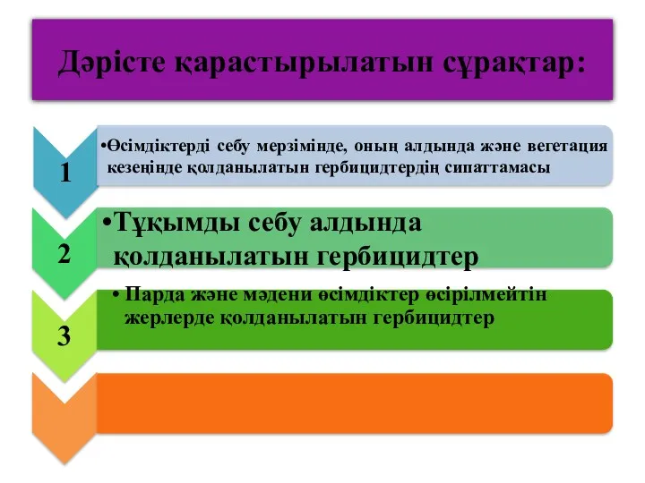 Дәрісте қарастырылатын сұрақтар: