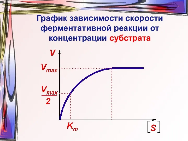 График зависимости скорости ферментативной реакции от концентрации субстрата
