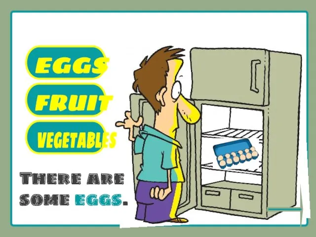 What’s there in the fridge? There are some eggs. FRUIT EGGS VEGETABLES