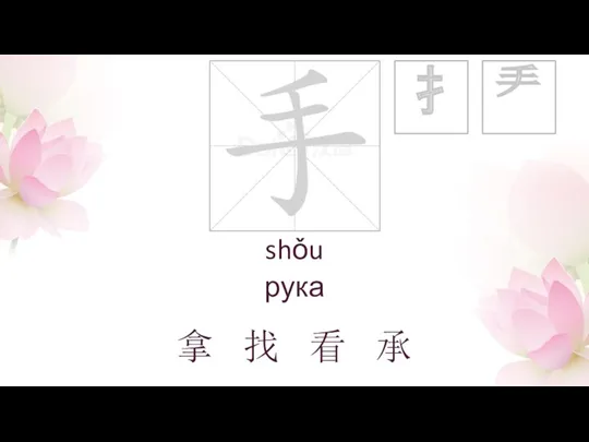 shǒu рука 拿 找 看 承 扌 龵