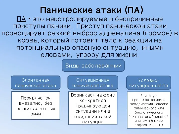 Панические атаки (ПА) ПА - это некотролируемые и беспричинные приступы