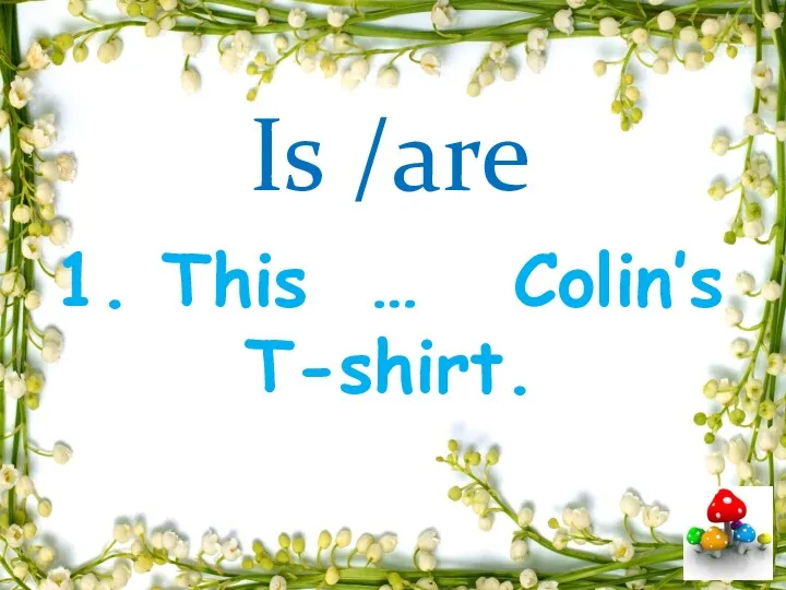 Is /are 1. This … Colin’s T-shirt.