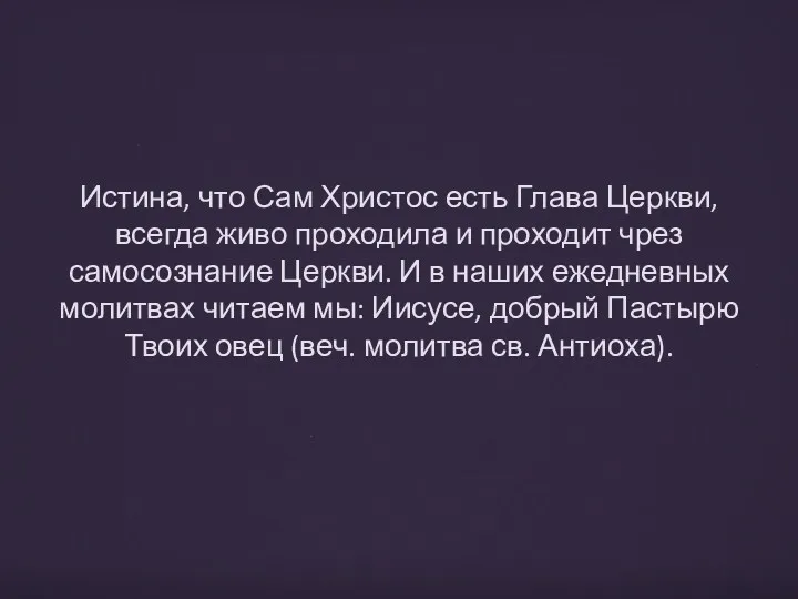 Истина, что Сам Христос есть Глава Церкви, всегда живо проходила