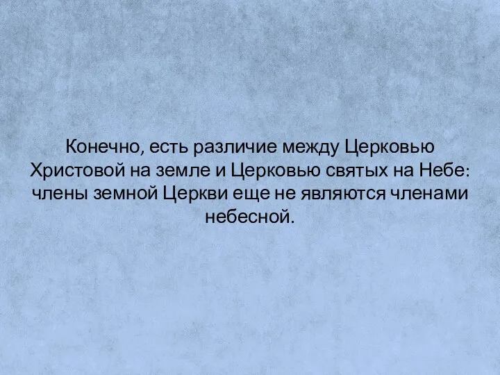 Конечно, есть различие между Церковью Христовой на земле и Церковью