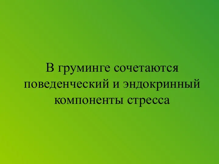 В груминге сочетаются поведенческий и эндокринный компоненты стресса