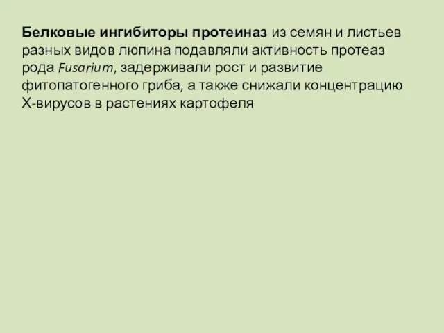 Белковые ингибиторы протеиназ из семян и листьев разных видов люпина