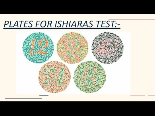 PLATES FOR ISHIARAS TEST:-