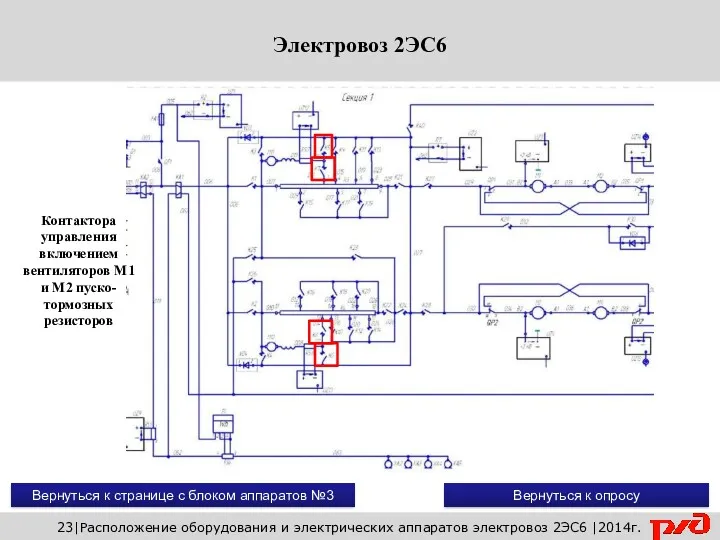 Контактора управления включением вентиляторов М1 и М2 пуско-тормозных резисторов Вернуться