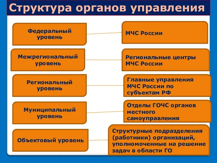 Структура органов управления Федеральный уровень Межрегиональный уровень Региональный уровень Муниципальный