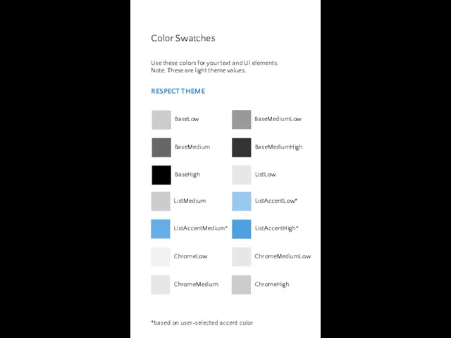 Color Swatches Use these colors for your text and UI