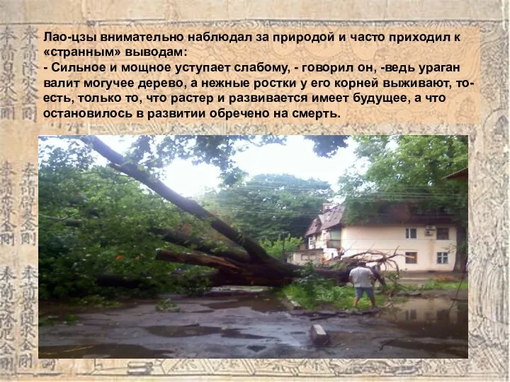Лао-цзы внимательно наблюдал за природой и часто приходил к «странным»