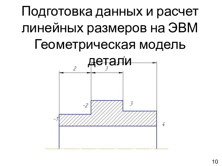 Подготовка данных и расчет линейных размеров на ЭВМ Геометрическая модель детали 10