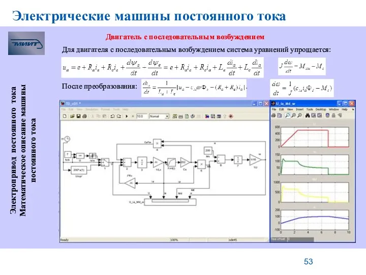 Электрические машины постоянного тока Электропривод постоянного тока Математическое описание машины постоянного тока