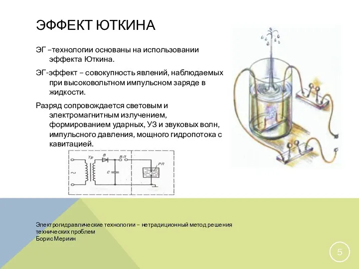 ЭФФЕКТ ЮТКИНА ЭГ –технологии основаны на использовании эффекта Юткина. ЭГ-эффект