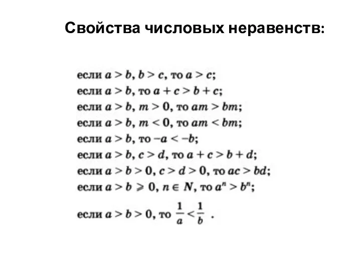 Свойства числовых неравенств: